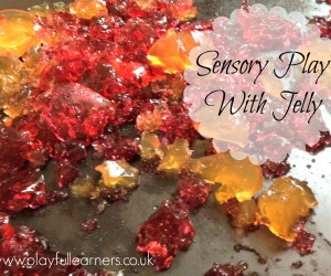 sensory bin jelly play