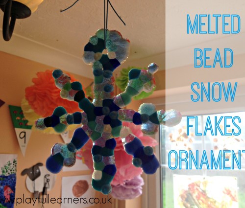 Melted bead snow flake ornaments